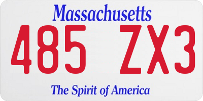 MA license plate 485ZX3