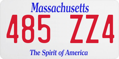 MA license plate 485ZZ4