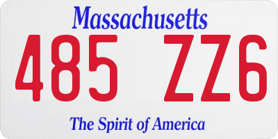 MA license plate 485ZZ6