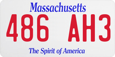 MA license plate 486AH3