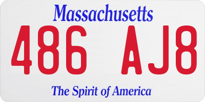 MA license plate 486AJ8