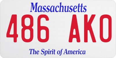 MA license plate 486AK0