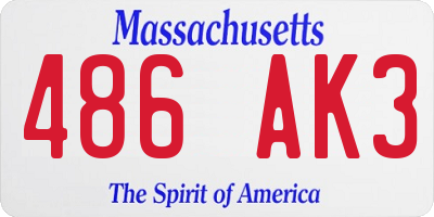 MA license plate 486AK3