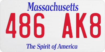 MA license plate 486AK8