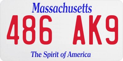 MA license plate 486AK9