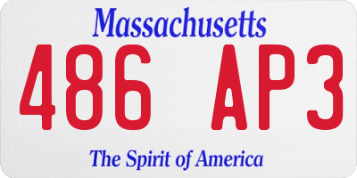 MA license plate 486AP3