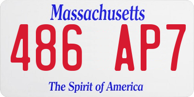 MA license plate 486AP7