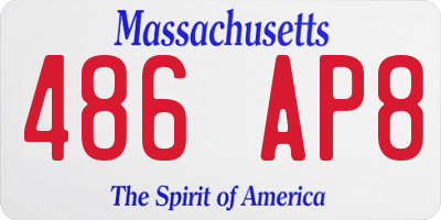 MA license plate 486AP8