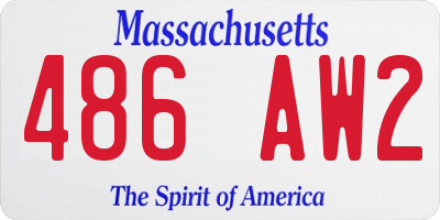 MA license plate 486AW2