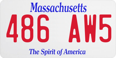 MA license plate 486AW5