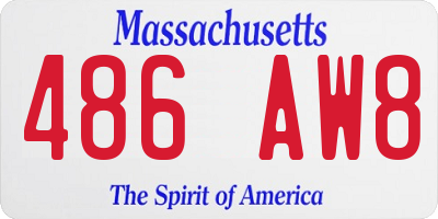MA license plate 486AW8