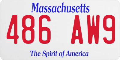 MA license plate 486AW9
