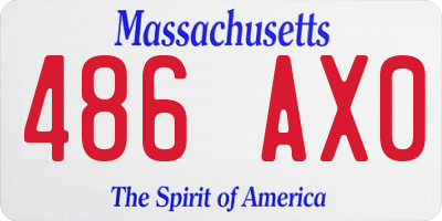 MA license plate 486AX0