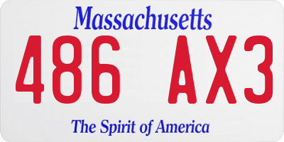 MA license plate 486AX3