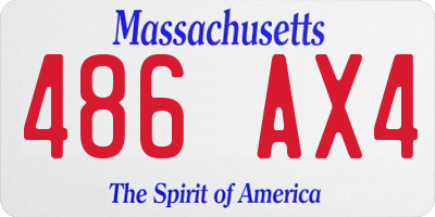 MA license plate 486AX4