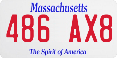 MA license plate 486AX8