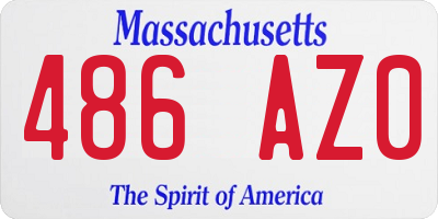MA license plate 486AZ0