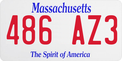 MA license plate 486AZ3