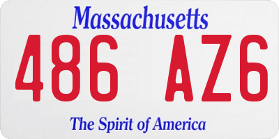 MA license plate 486AZ6