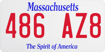 MA license plate 486AZ8