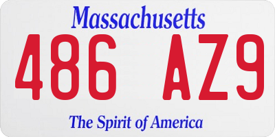 MA license plate 486AZ9
