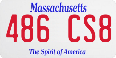 MA license plate 486CS8