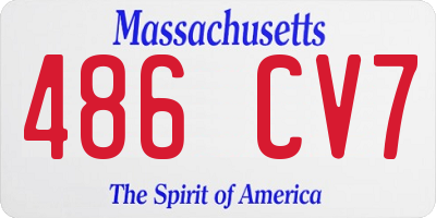 MA license plate 486CV7