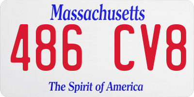 MA license plate 486CV8