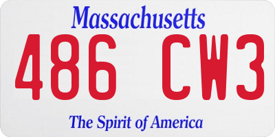 MA license plate 486CW3