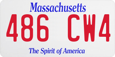 MA license plate 486CW4