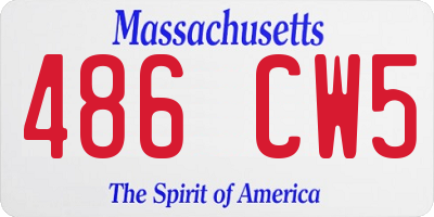 MA license plate 486CW5