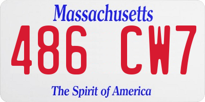 MA license plate 486CW7