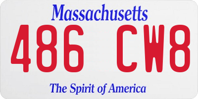 MA license plate 486CW8