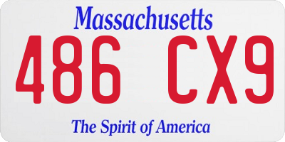 MA license plate 486CX9