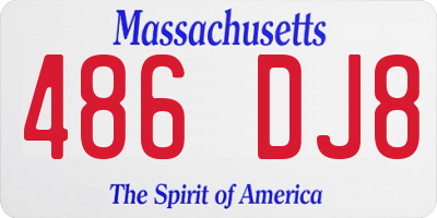 MA license plate 486DJ8
