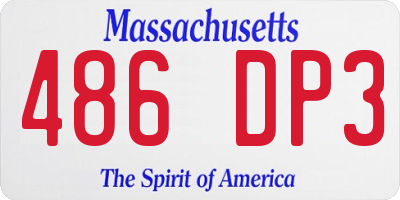 MA license plate 486DP3
