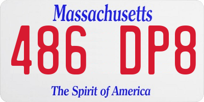 MA license plate 486DP8