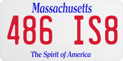 MA license plate 486IS8