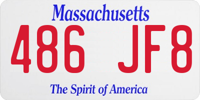 MA license plate 486JF8