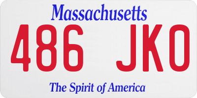 MA license plate 486JK0