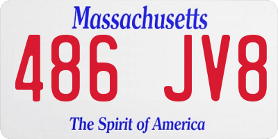 MA license plate 486JV8