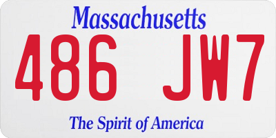 MA license plate 486JW7
