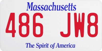 MA license plate 486JW8