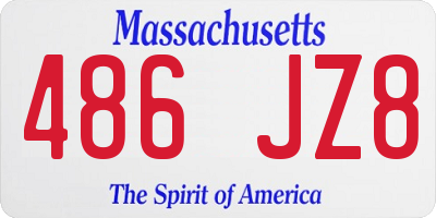 MA license plate 486JZ8