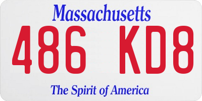 MA license plate 486KD8
