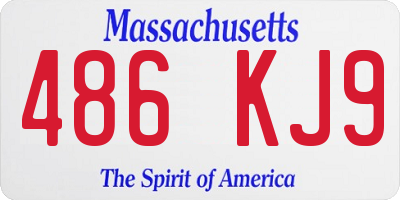MA license plate 486KJ9