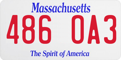 MA license plate 486OA3