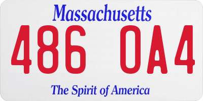 MA license plate 486OA4