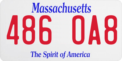 MA license plate 486OA8