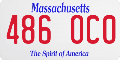 MA license plate 486OC0
